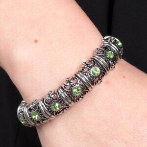 Paparazzi Jewelry Accessories - Ageless Glow - Green Bracelet - Vintage